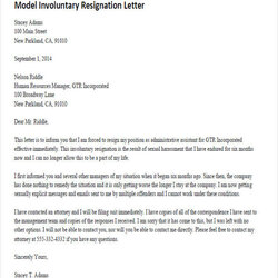 Out Of This World Free Resignation Letters Samples Templates In Letter Involuntary Model