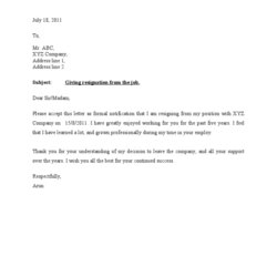 Resignation Letter