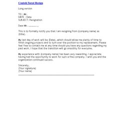 Preeminent Resignation Letter Resign Surat Notice