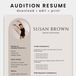 The Highest Standard Dance Audition Resume Template For And Cover