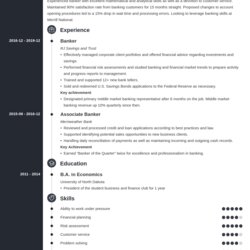 Matchless Banking Resume Sample Banker Objective Template Subscribers Example Concept