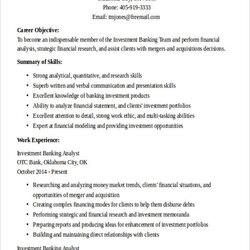 Sublime Banking Resume Templates Doc Investment Analyst