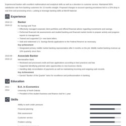 Brilliant Banking Resume Sample Banker Objective Template Example