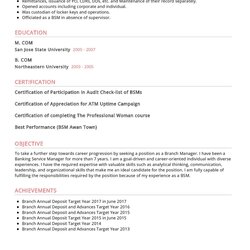 Splendid Banking Services Officer Resume Sample In