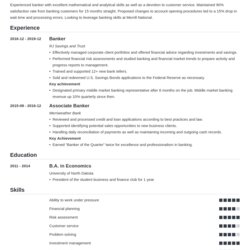 Banking Resume Sample Banker Objective Template Example