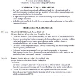 Swell Sample Resume For Someone Seeking Job In Investment Banking With Objective Modeling Summary Samples