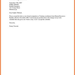 Cool Basic Resignation Letter Examples Simple For Personal Reason Of Resign Job Besides