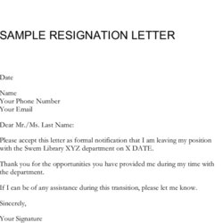 Brilliant Simple Resignation Letter Example Employee Sample