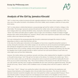 Matchless Analysis Of The Girl By Jamaica