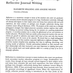 Swell Need An Example Of Reflective Journal In This Article
