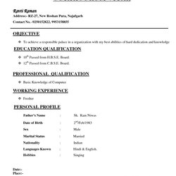 Pin On Job Resume Format Simple Basic Freshers Sample Pass Template Board Fresher Word Types Samples Examples