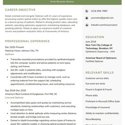 The Highest Quality Optician Resume Example Skills To List