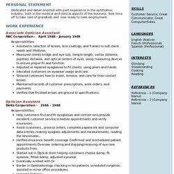Great Optician Assistant Resume Samples