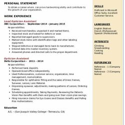 Admirable Optician Assistant Resume Samples