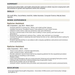 Excellent Optician Assistant Resume Samples Example