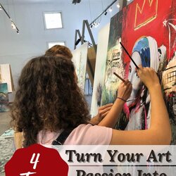 Art Students Painting On Canvas Online Programs