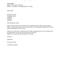 Legit Resignation Letter In Word And Formats