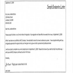 Matchless Formal Job Resign Letter Sample Of Confession Resignation Official