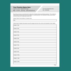 Champion Narrative Therapy My Life Story Worksheet Template