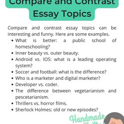 Swell Compare And Contrast Topics For High School Best Essay