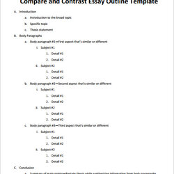 Magnificent Comparison And Contrast Essay Outline Compare Template Sample Format Write Writing Paper