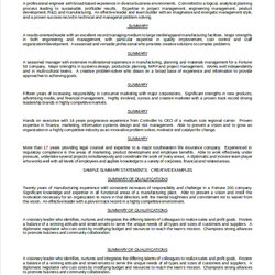 Free Resume Summary Templates In Ms Word Career Example Examples