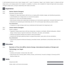 Magnificent Interior Design Resume Examples And Skills Guide For Template