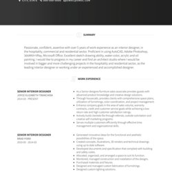 Outstanding Interior Designer Resume Samples And Templates Examples Brooklyn