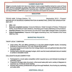 Matchless Resume Objective Examples For Students And Professionals College Example