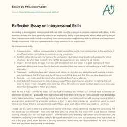 Marvelous Reflection Essay On Interpersonal Skills