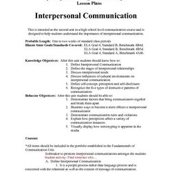 Worthy Interpersonal Communication Lesson Plan Relationship Personal