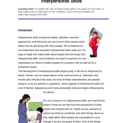 High Quality Interpersonal Skills Assignment