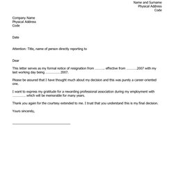 Out Of This World Formal Resignation Letter Sample Doc Database Template Collection Example