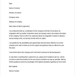 Very Good Free Sample Resignation Letter Templates In Ms Word Google Professional Doc Example Letters Format