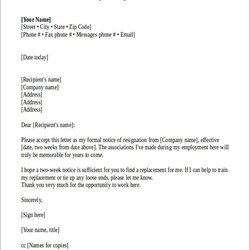 Fantastic Resignation Letter Doc Sample Official Professional Samples Templates In