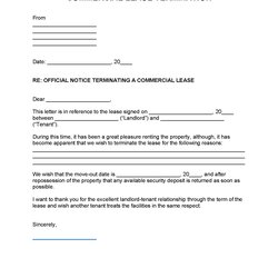 Free Lease Termination Letter Word Landlord Tenant Party Commercial