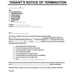 Excellent Sample Letter To Terminate Lease Early Collection Template Landlord Termination