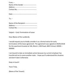 Worthy Best Early Lease Termination Letters Letter