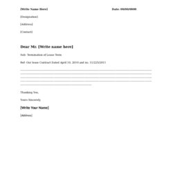Tremendous Lease Termination Form Printable Forms Letter Template Terminate Blank Edit