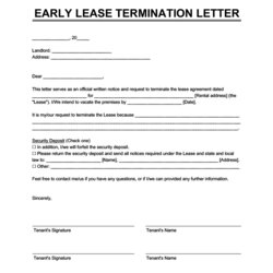 High Quality Sample Letter Of Landlord To Tenant Terminating Lease For Early Termination
