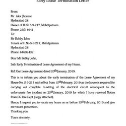 Sterling Lease Termination Letter Example For Doc And Word Early