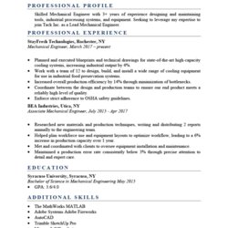 Excellent Mechanical Engineer Resume Sample Writing Tips Genius Fresher Freshers Objective Career