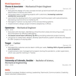 Marvelous Mechanical Engineer Resume Examples Built For Resumes Project Example