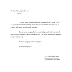 Outstanding Resignation Letter