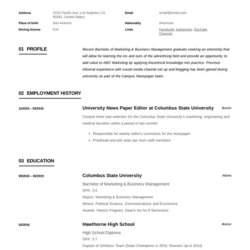 Cool College Internship Resume Objective Examples In Intern