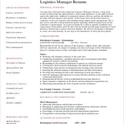 Sterling Free Sample Logistics Resume Templates In Ms Word Manager Format