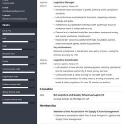 Spiffing Logistics Manager Resume Example