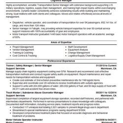 Admirable Logistics Supervisor Resume Samples Template Manager Resource