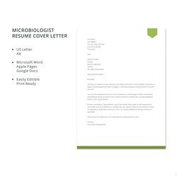 Swell Free Microbiologist Resume Cover Letter Template In Microsoft Word