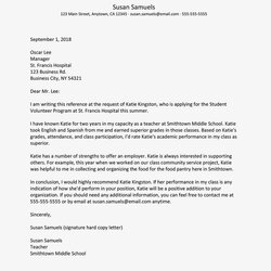 Great High School Recommendation Letter Template Business Format Student Sample Reference Teacher English